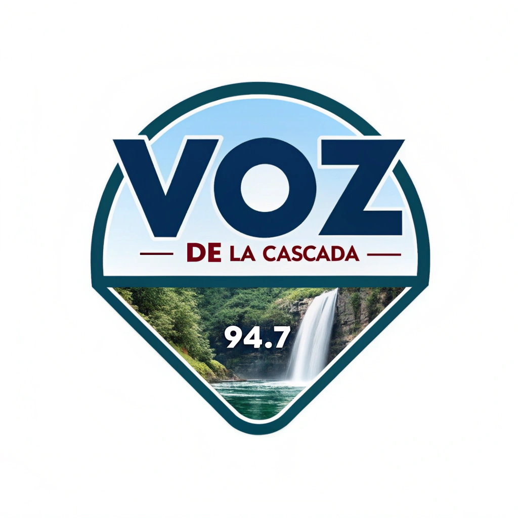 AI generated image by Red Panda AI: crear logo para Radio "La Voz de la Cascada" 94.7