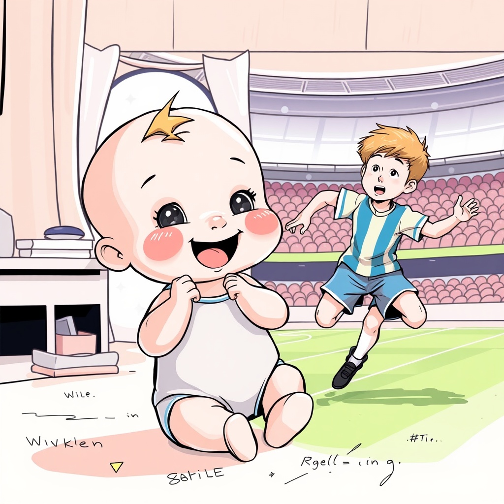 AI generated image by FLUX.1-schnell: Panel 1: Baby

Szene: Ein helles, freundlich gestaltetes Kinderzimmer oder eine gemütliche, fantasievolle Umgebung.
Figur: Ein kleines, rundes Baby in einer süßen Windel, das fröhlich lächelt und mit seinen Händchen spielerisch die Welt entdeckt.
Details: Weiche, pastellfarbene Töne, verspielte Hintergründe (z. B. Wolken, Sternchen oder einfache Muster), und eine leichte, runde Konturführung, die die Unschuld und den Beginn des Lebens betont.
Stil: Übertriebene, niedliche Gesichtszüge und große Augen, die den Comic-Charakter unterstreichen.
Panel 2: Fußballspieler

Szene: Ein dynamisches Fußballfeld, eventuell mit einem Stadionhintergrund oder angedeuteten Tribünen.
Figur: Ein energiegeladener junger Fußballspieler, gekleidet in ein sportliches Trikot und Shorts.
Pose: Er ist in Bewegung, vielleicht gerade im Begriff, den Ball mit einem kraftvollen Schuss zu treffen.
Details: Klare Linien und kräftige Farben, die Action und Dynamik hervorheben; leichte Bewegungsunschärfen oder comicartige Linien, die den Schwung visualisieren.
Stil: Etwas übertriebene Muskeldarstellungen und Gesichtsausdrücke, die den Enthusiasmus und die Energie des Moments betonen.
Panel 3: Gardetänzer

Szene: Eine festliche, leicht historische Umgebung – vielleicht ein Festzelt oder ein traditionell dekorierter Straßenabschnitt während des Karnevals.
Figur: Ein eleganter Gardetänzer in traditioneller, farbenfroher Tracht.
Pose: Er führt einen kunstvollen Tanzschritt aus, mit einem Bein weit ausgestreckt und den Armen anmutig in der Bewegung.
Details: Feine Linien und ornamentale Details an der Kleidung, die den kulturellen Hintergrund unterstreichen. Eventuell kann man kleine, comicartige Effekte (z. B. Wirbel oder Glanzeffekte) hinzufügen, um die Eleganz und Lebendigkeit der Tanzbewegung hervorzuheben.
Stil: Eine Kombination aus traditioneller Festlichkeit und moderner, humorvoll übertriebener Comic-Ästhetik.
Panel 4: Karnevalsprinz

Szene: Ein prunkvoll dekorierter Festsaal oder ein Bühnenbereich, der den Höhepunkt des Karnevals symbolisiert.
Figur: Ein stolzer Karnevalsprinz, gekleidet in ein opulentes Kostüm.
Pose: Er steht majestätisch, hält ein Zepter in einer Hand und trägt einen prächtigen, federverzierten Hut. Sein Blick ist selbstbewusst und leicht schelmisch, was dem Comic-Charakter entspricht.
Details: Üppige Verzierungen am Kostüm, leuchtende Farben und dramatische Schatten, die den Kontrast zwischen dem pompösen Auftritt und der humorvollen, übertriebenen Darstellung im Comic-Stil verstärken.
Stil: Stilistisch auffällig mit überzeichneten Details, die den Witz und die Festlichkeit des Moments betonen.