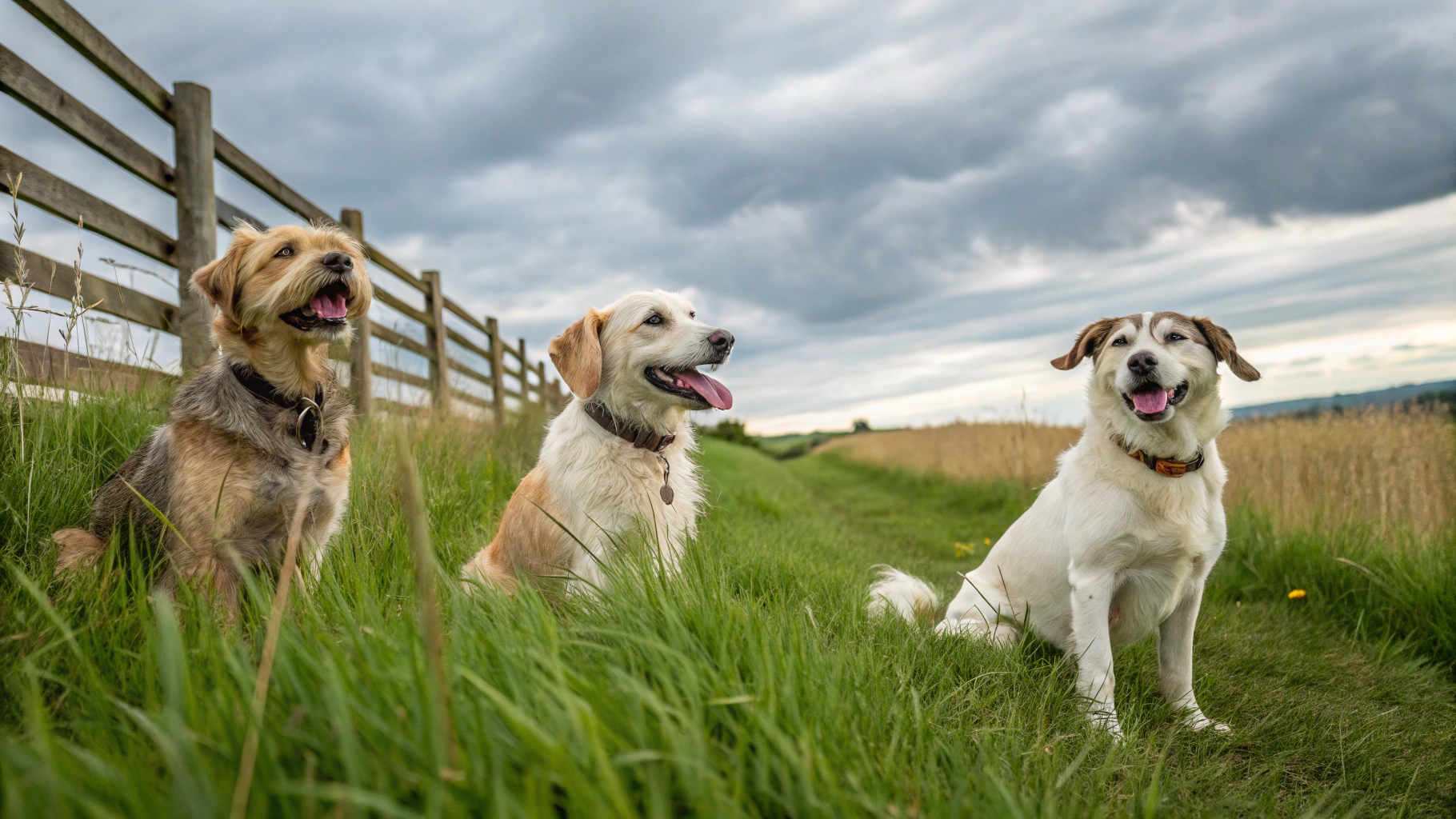 AI generated image by Red Panda AI: dogs to be adopted, beautiful scene