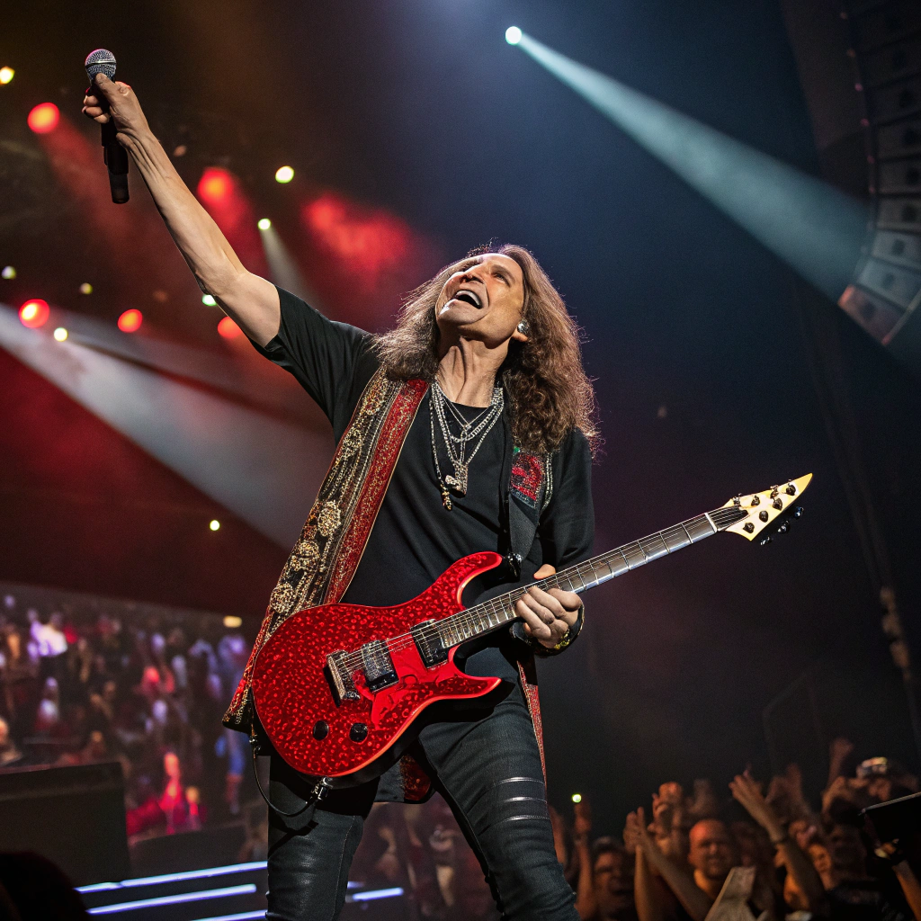 AI generated image by Red Panda AI: Steve Vai as a guitarist on stage