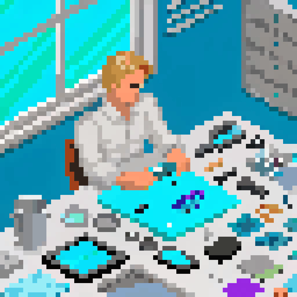 AI generated image by Recraft V3: I want to cerate a childrens illustrattions book about how a smart camera is created and then working in the tech field called the little evoviu . Thats the actuall product https://www.evoviu.de/. The first image should display the creater stefan kraus on a desk shoping how he designs and creates the evoviu with some crafty looking desk . He is 36 years old no beard casual dressing and blond short hair