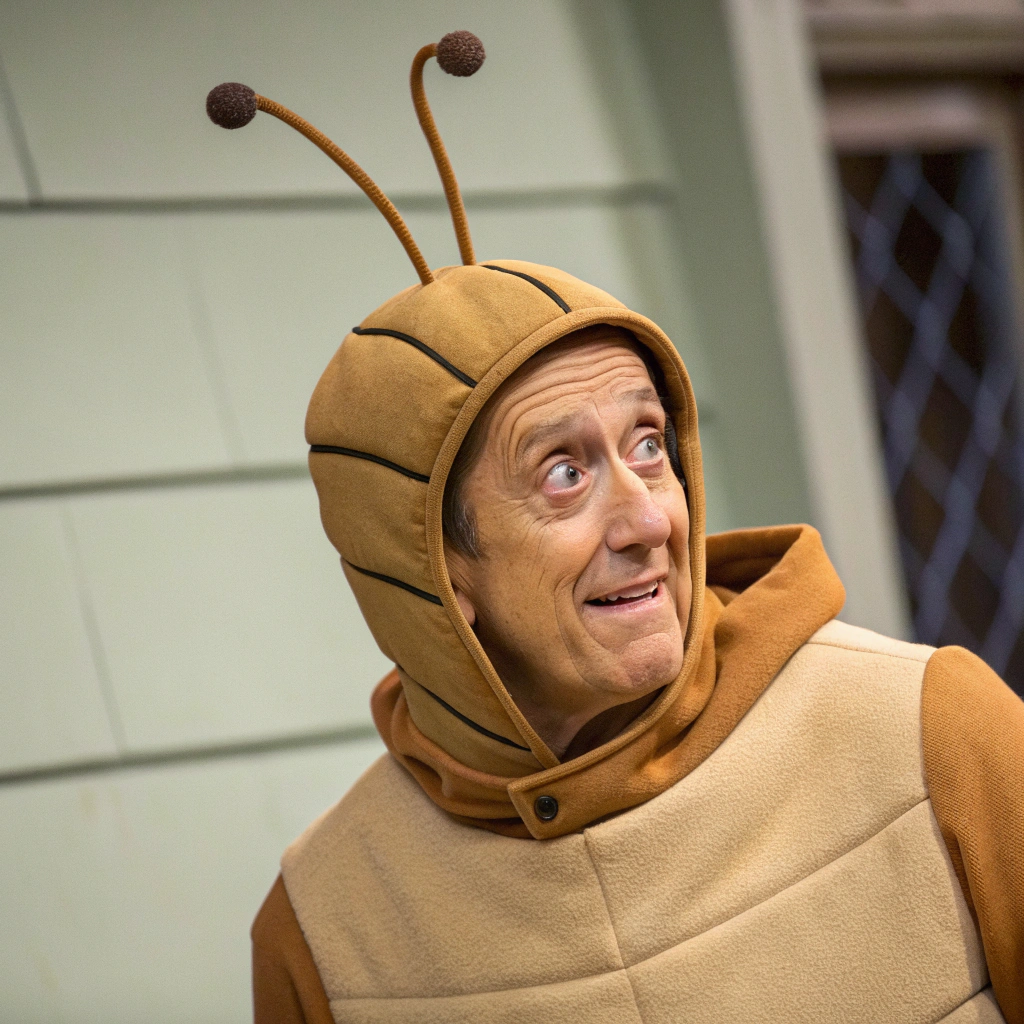 AI generated image by Red Panda AI: Picture of Richard E Grant as a witchetty grub called "Richard E Grub"