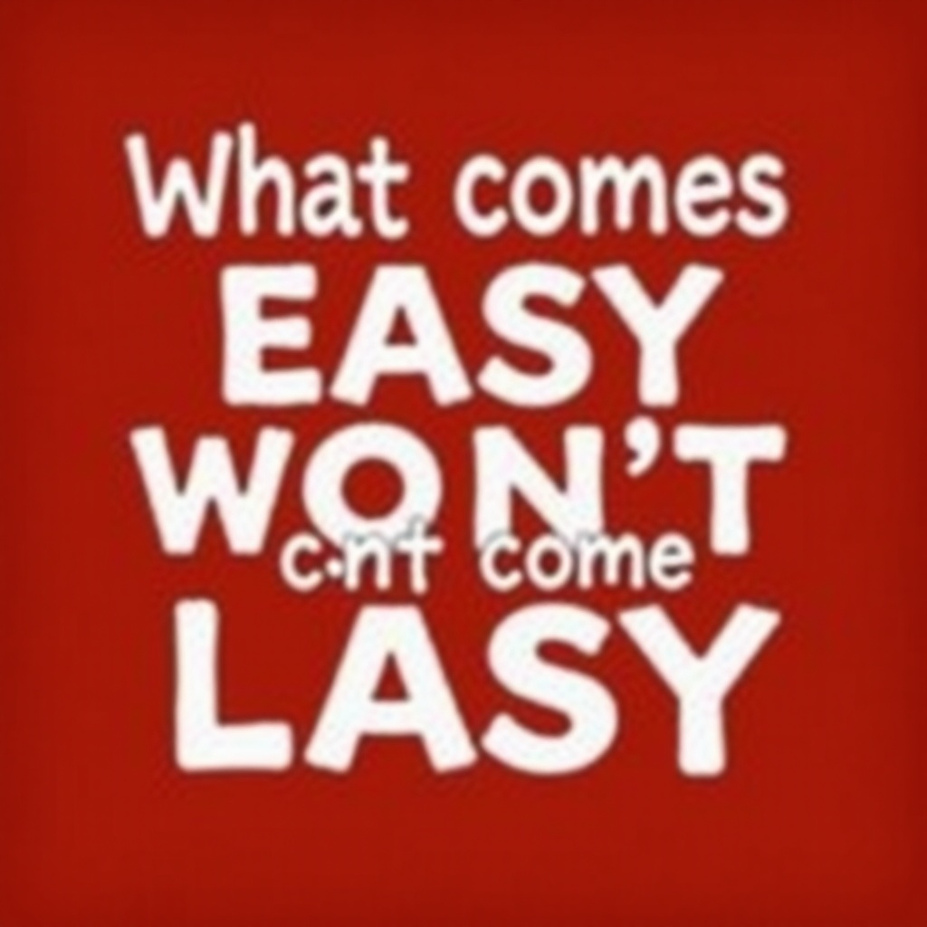 AI generated image by FLUX.1-schnell:  What comes easy won't last. What lasts won't come easy 