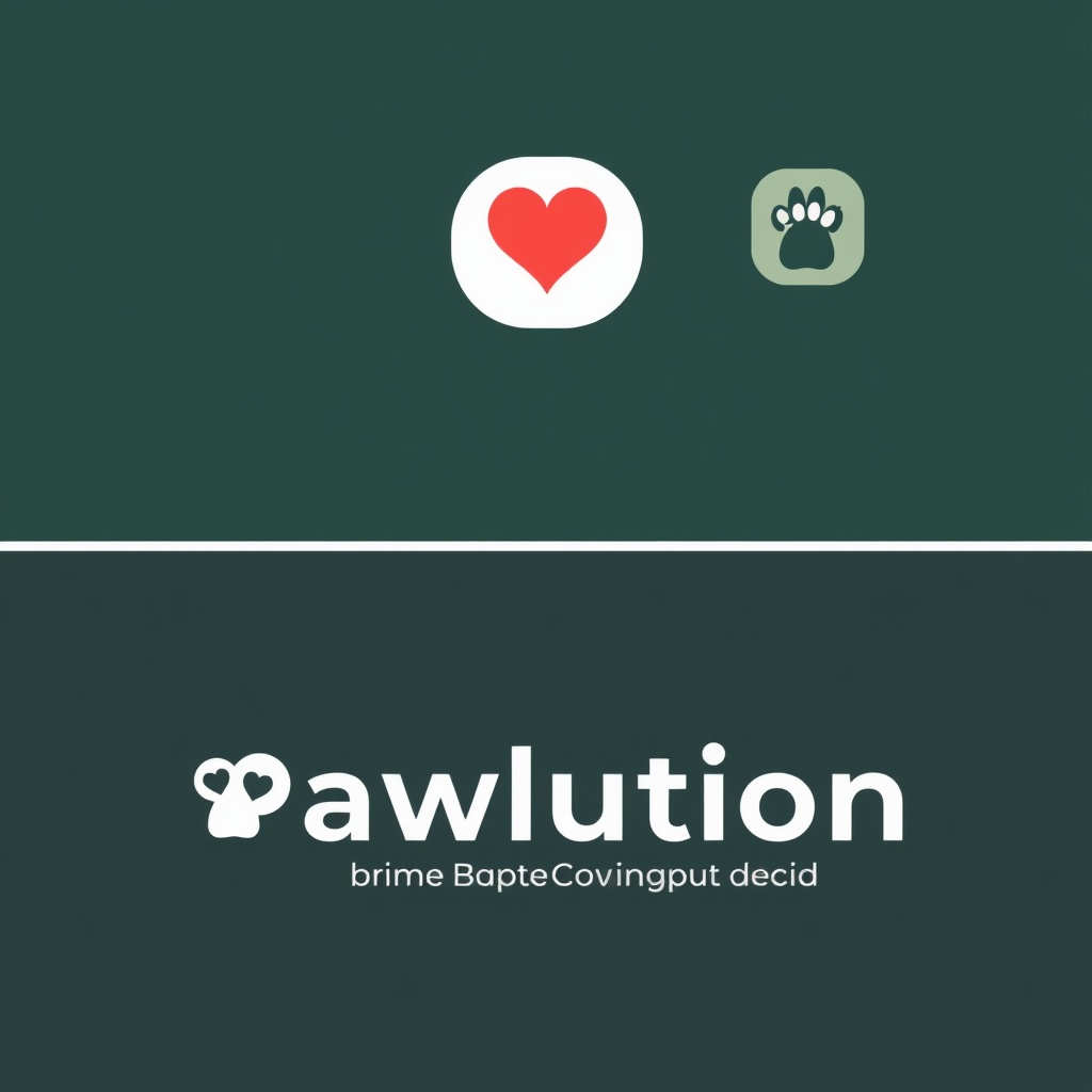 AI generated image by FLUX.1-schnell: Create a professional and eye-catching logo for the brand **Pawlution**, which represents premium pet care. The logo should incorporate a modern yet playful design, featuring elements like a paw print, a heart, or a pet silhouette (dog and cat) to symbolize love and care for pets. Use warm and inviting colors such as soft blues, greens, or earthy tones to convey trust and natural pet wellness. The typography should be clean, bold, and friendly, ensuring the brand name **"Pawlution"** stands out clearly. The design should be versatile, making it suitable for websites, packaging, and branding materials.