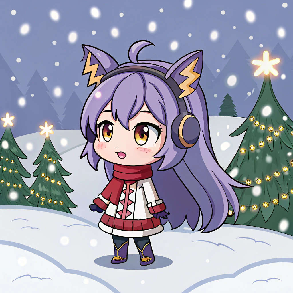 AI generated image by Red Panda AI: create a image of genshin impact keqing (don't edit she hair) christmas chibi