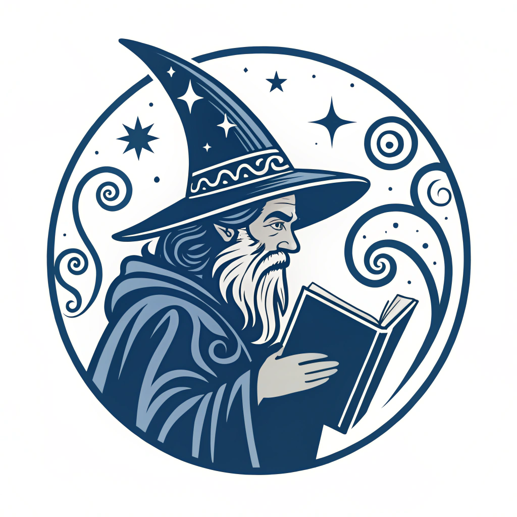 AI generated image by Red Panda AI: Logo for an image viewer that features a wizard or something related to magic
