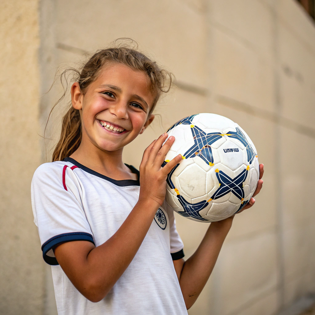 AI generated image by Red Panda AI: Alina with futbol