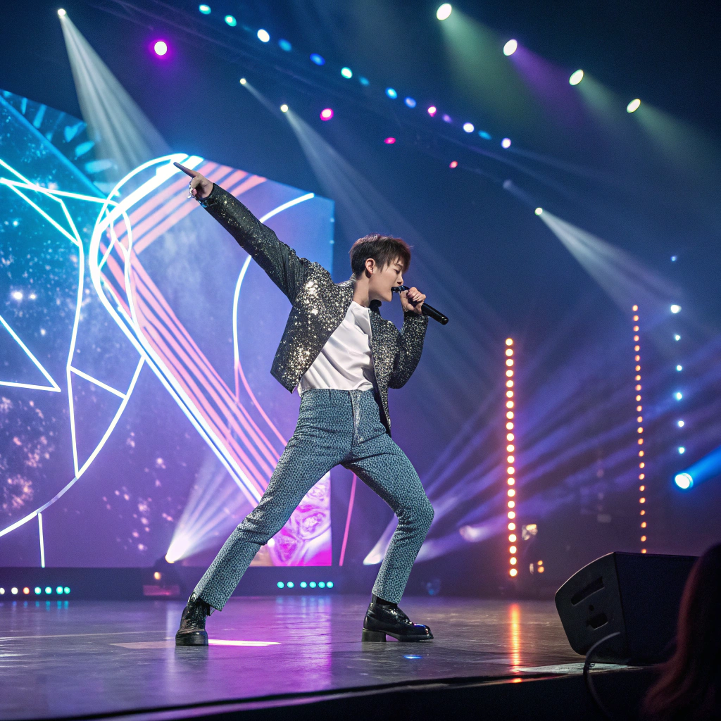 AI generated image by Red Panda AI: beautiful k-pop star dancing on the starship