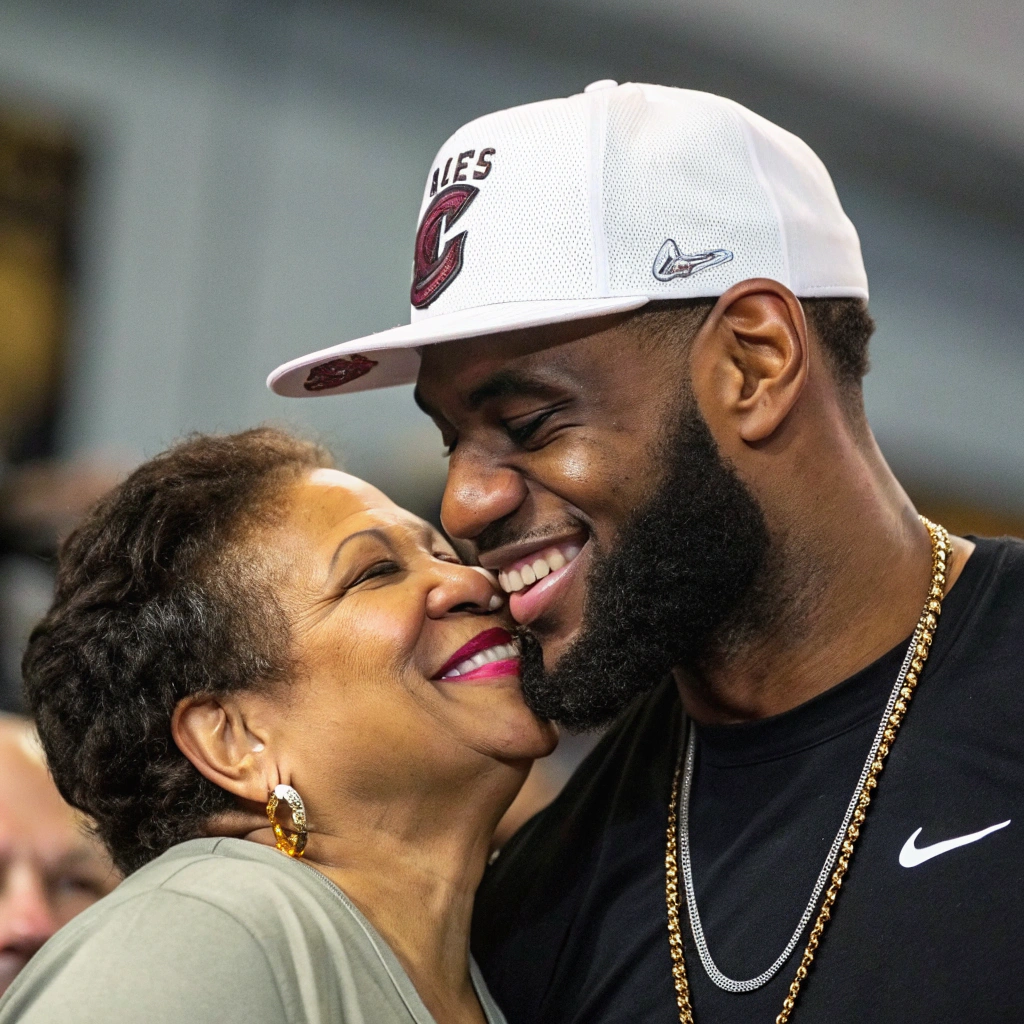 AI generated image by Red Panda AI: A photo with my friend joan congost kisses lebron james