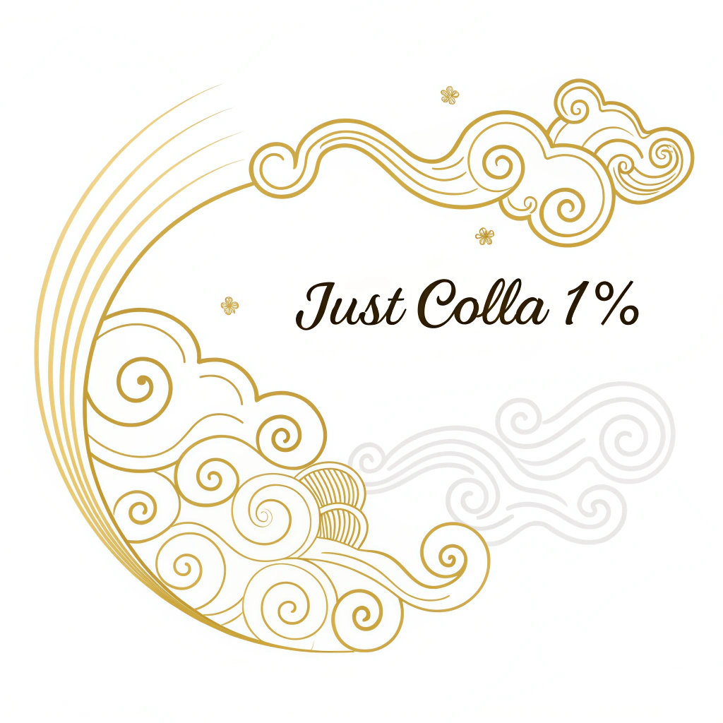 AI generated image by Red Panda AI: /imagine prompt:
A flowing, elegant logo for "just colla 1%" with curving lines reminiscent of Chinese 
cloud motifs (yunwen) or ink swirls. The composition should blend a modern calligraphic 
touch and soft pastel hues (light beige, soft gold). The text "just colla 1%" is placed 
tastefully among the swirling lines, written in a graceful yet legible font. 
Flat 2D vector style on a white or light background, minimal but distinctly Chinese-inspired. 
--ar 1:1 --v 5
