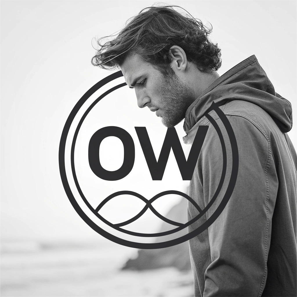 AI generated image by Red Panda AI: necesito un logo para la marca OneWear Clothing, que sea circular y que tenga dentro las iniciales de la marca monocromo