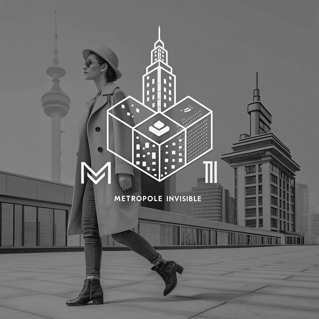 AI generated image by Red Panda AI: Design a modern and minimalist logo that represents a futuristic and urban fashion brand inspired by architecture and modularity. The logo should incorporate geometric shapes, clean lines, and a sense of adaptability. Use a monochromatic color scheme with a focus on white, gray, and subtle accents of electric blue or signal red. The design should feel sleek, futuristic, and professional, evoking the idea of a modular cityscape or interconnected urban elements. Include abstract symbols like interconnected cubes, minimalistic building silhouettes, or a stylized ‘M’ and ‘I’ (for Métropole Invisible). Keep the design clean, symmetrical, and timeless