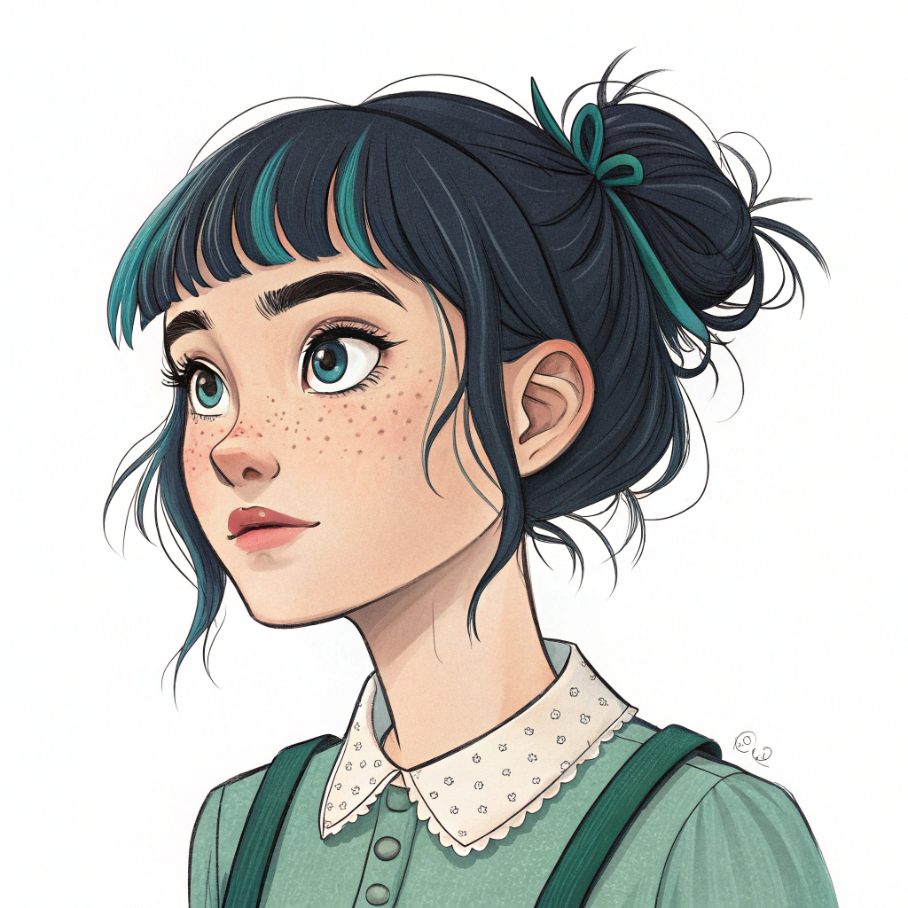 AI generated image by Red Panda AI: Mika Hoshino es una joven menuda, de estatura promedio pero con una presencia que parece encogerse ante la atención. Su piel clara está salpicada de tenues pecas en las mejillas, como constelaciones diminutas. Su cabello, de un negro profundo con reflejos azulados bajo la luz, lo lleva recogido en un moño bajo y algo desaliñado, con mechones sueltos que enmarcan su rostro ovalado. Sus ojos grandes, del color del té verde recién infusionado, brillan con una mezcla de curiosidad y timidez, evitando el contacto directo. Viste un uniforme escolar impecablemente planchado, pero con el primer botón desabrochado, como un pequeño acto de rebeldía silenciosa. Cuando se siente abrumada, sus dedos delgados juegan nerviosos con el borde de su falda plisada, y su sonrisa, aunque rara, ilumina su rostro como un atardecer fugaz.