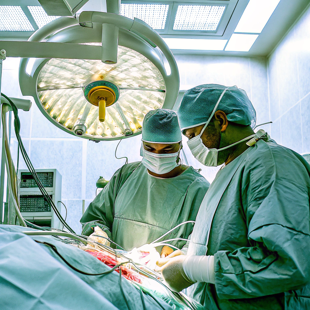 AI generated image by FLUX.1-schnell: A photorealistic, high-definition image of an advanced open-heart surgery in a state-of-the-art operating room. The scene captures a team of expert surgeons performing a highly intricate procedure on the exposed heart, using ultra-modern, precision robotic instruments guided by surgeons through screens and control panels. The heart is visible, intricately detailed with veins, arteries, and delicate tissue, showing the careful incisions and complex suturing involved. The lighting is bright and sterile, highlighting every component of the surgical field, while the background features advanced medical technology and monitors displaying real-time heart data and vitals. The atmosphere is intensely focused, reflecting the precision and skill of this groundbreaking medical procedure.