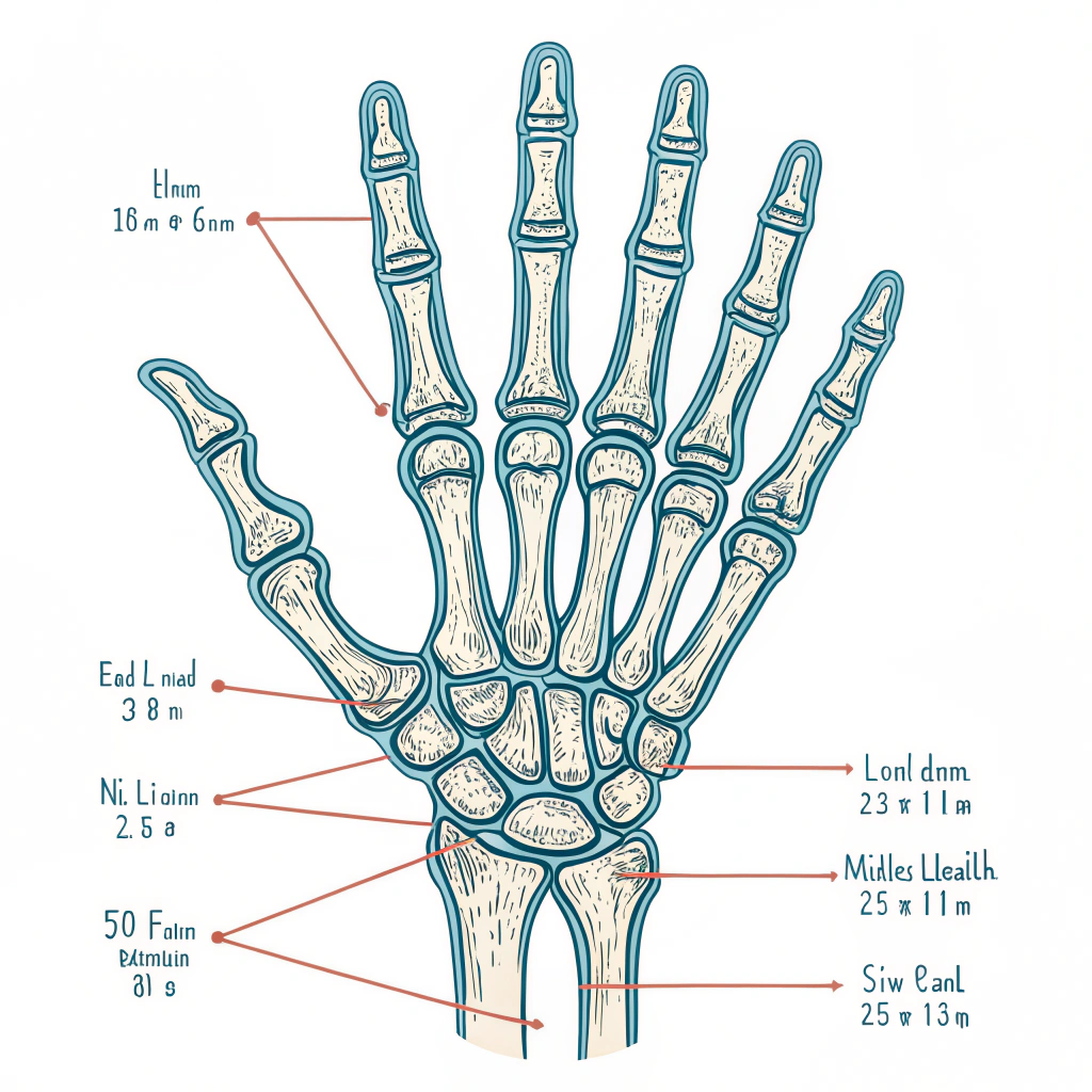 AI generated image by Red Panda AI: create a hand pictogram but with the only using lines and boxes,  maintain the anatomic length and size of bones. do not include lables, bones, or skin
