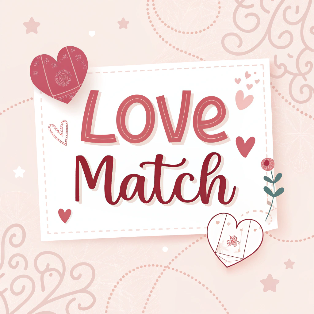 AI generated image by Red Panda AI: Um banner pra meu site com a palavra: Love Match