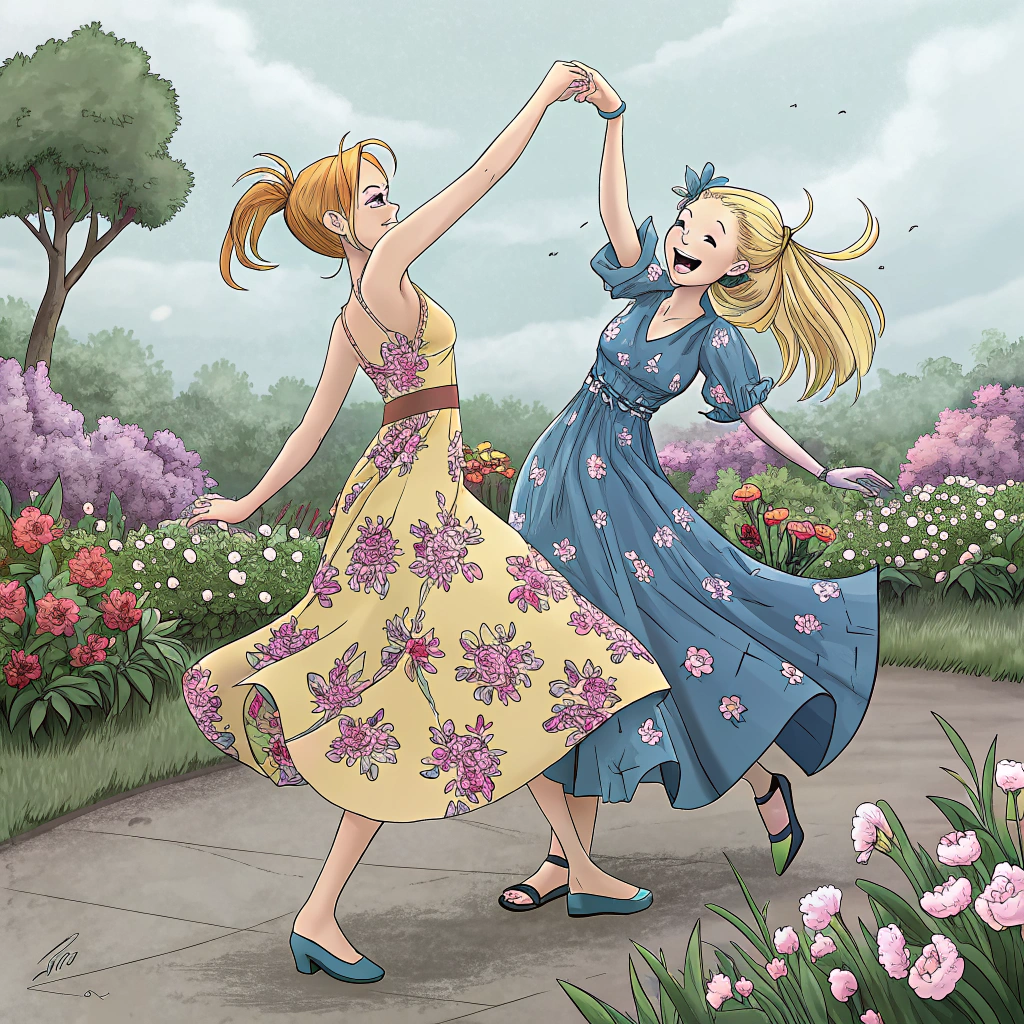 AI generated image by Red Panda AI: Ino Yamanaka is dancing with Nami