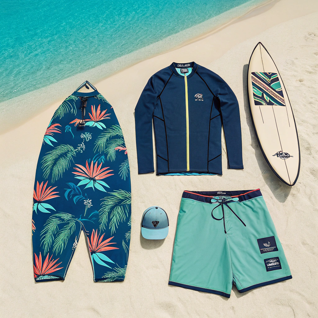 AI generated image by Red Panda AI: Huggs x Billabong surfwear capsule collection 