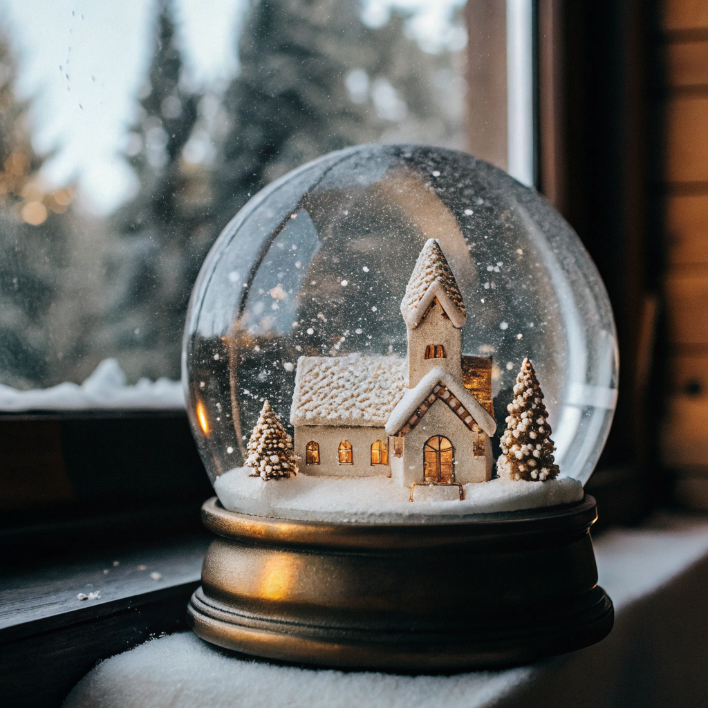 AI generated image by Red Panda AI: Inside a delicately crafted snow globe, a realistically depicted Santa's village comes to life as snow gently falls over the charming scene. The miniature village is a picturesque winter wonderland, complete with cozy cottages, twinkling lights, and jolly Santas spreading...