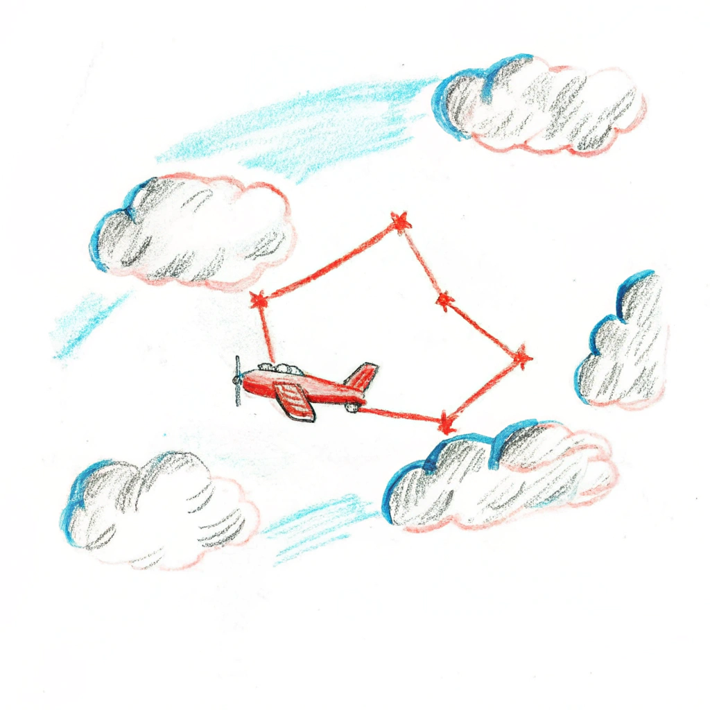 AI generated image by Red Panda AI: 飛機飛過，雲朵變成金牛座的樣子
