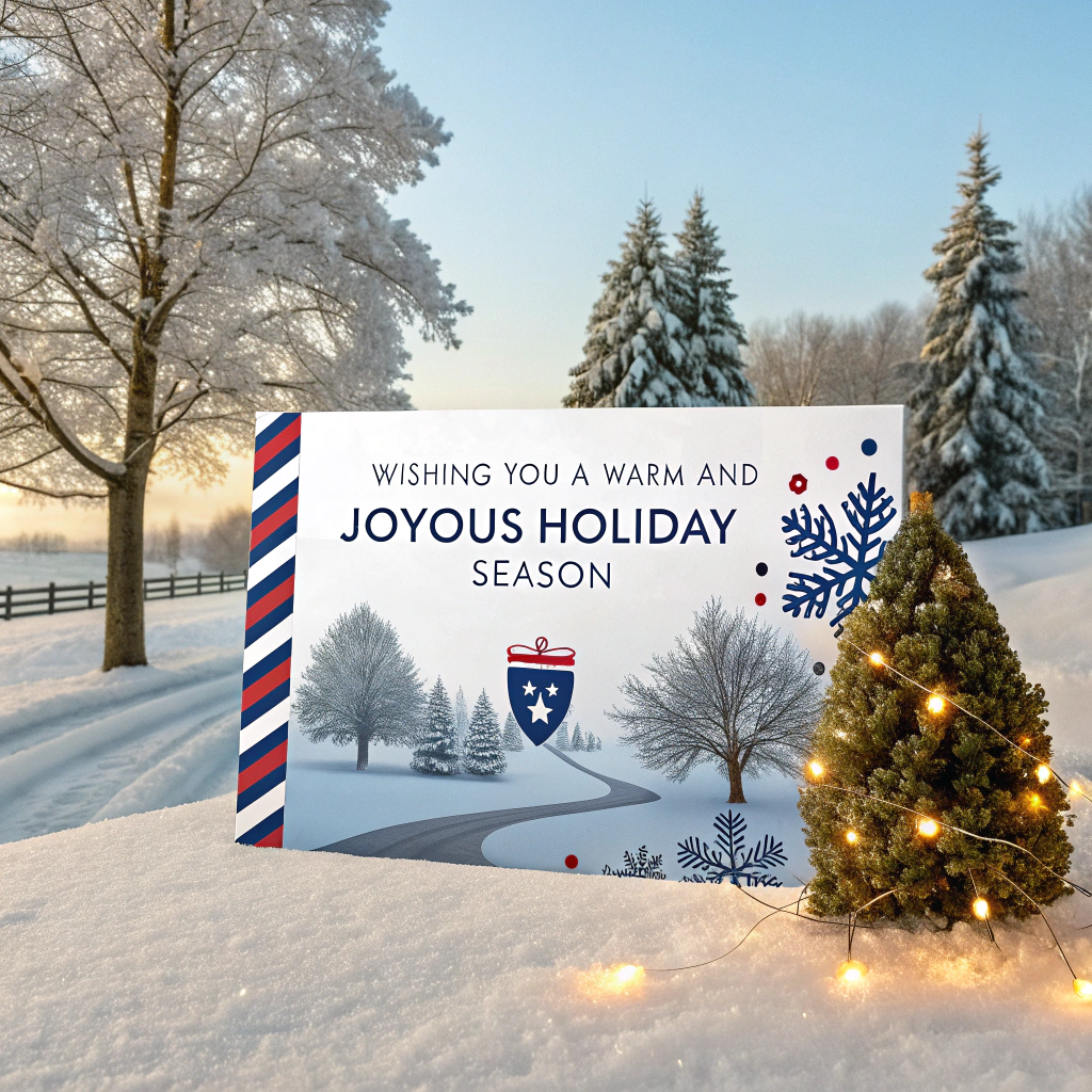 AI generated image by Red Panda AI: Create an elegant Christmas Postcard to send as a school to other schools.