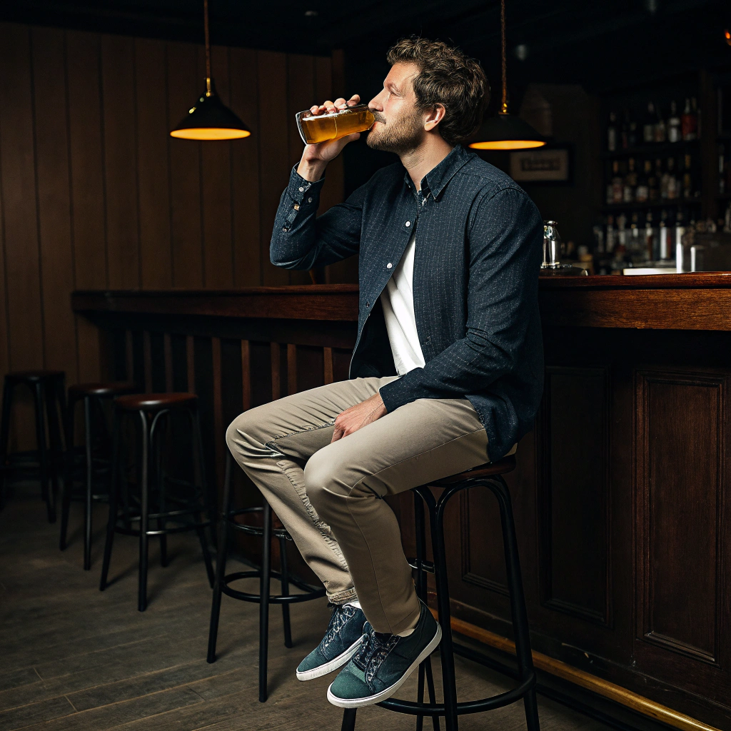 AI generated image by Red Panda AI: a man drinking beer