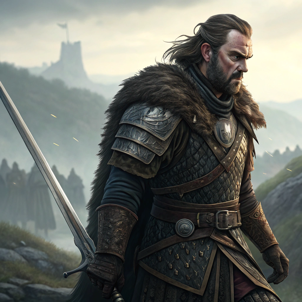 AI generated image by FLUX.1-schnell: authentic Game of thrones character