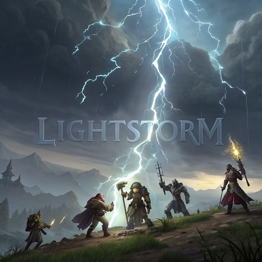 AI generated image by Red Panda AI: "An epic fantasy scene depicts a powerful, light-infused storm in the distance, with lightning piercing through dark clouds. In front of the storm stands a group of heroes clad in various fantasy armor and wielding unique weapons, ready for battle. The lightning illuminates their faces and silhouettes, and each member strikes a powerful pose, symbolizing strength and unity. The background is mystical, inspired by the World of Warcraft style, with light effects and intricate details, capturing the 'Lightstorm' guild as a legendary and formidable force in the game.And get text Lightstorm on the centar of picture with some cool WoW font, and make that text bolded, to be clearly see and the main of photo."

