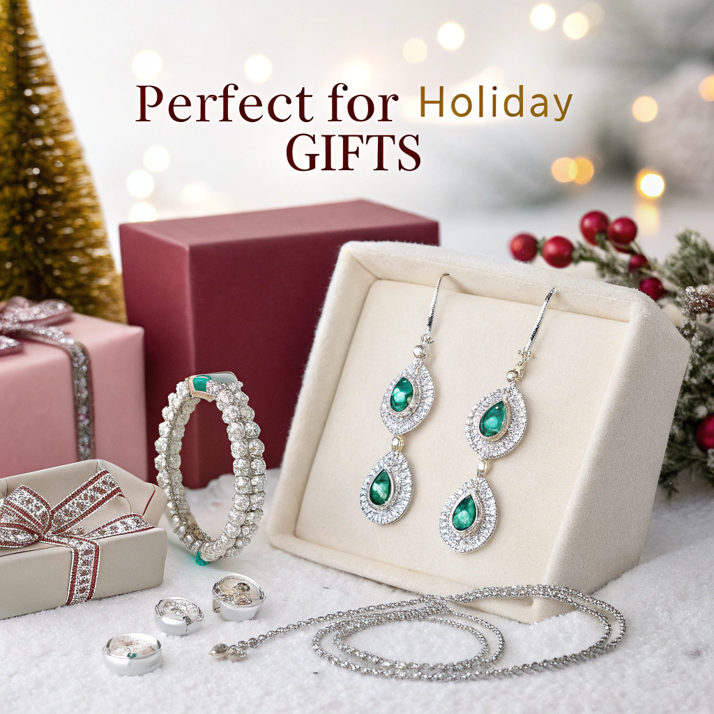 AI generated image by Red Panda AI: quiero que hagas una imagen publicitaria para que la gente compre mi joyeria para sus regalos de navidad o intercambio de regalos 