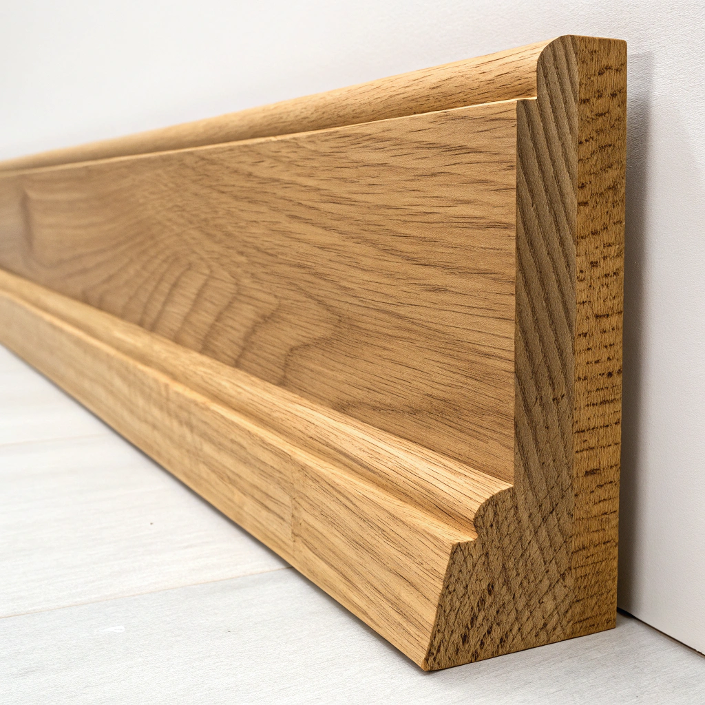 AI generated image by Red Panda AI: Skirting board raw oak 16x58 mm 