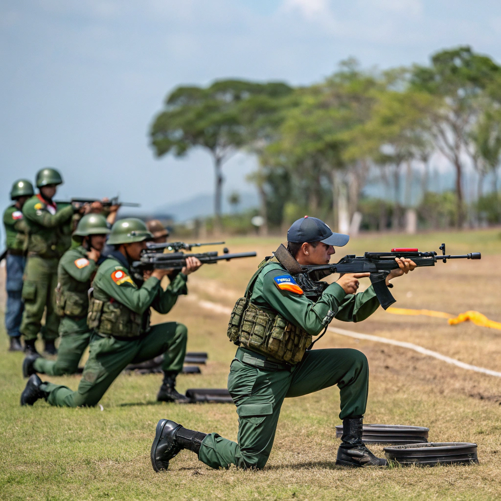 AI generated image by Red Panda AI: uno militares venenszolanos tirando valas