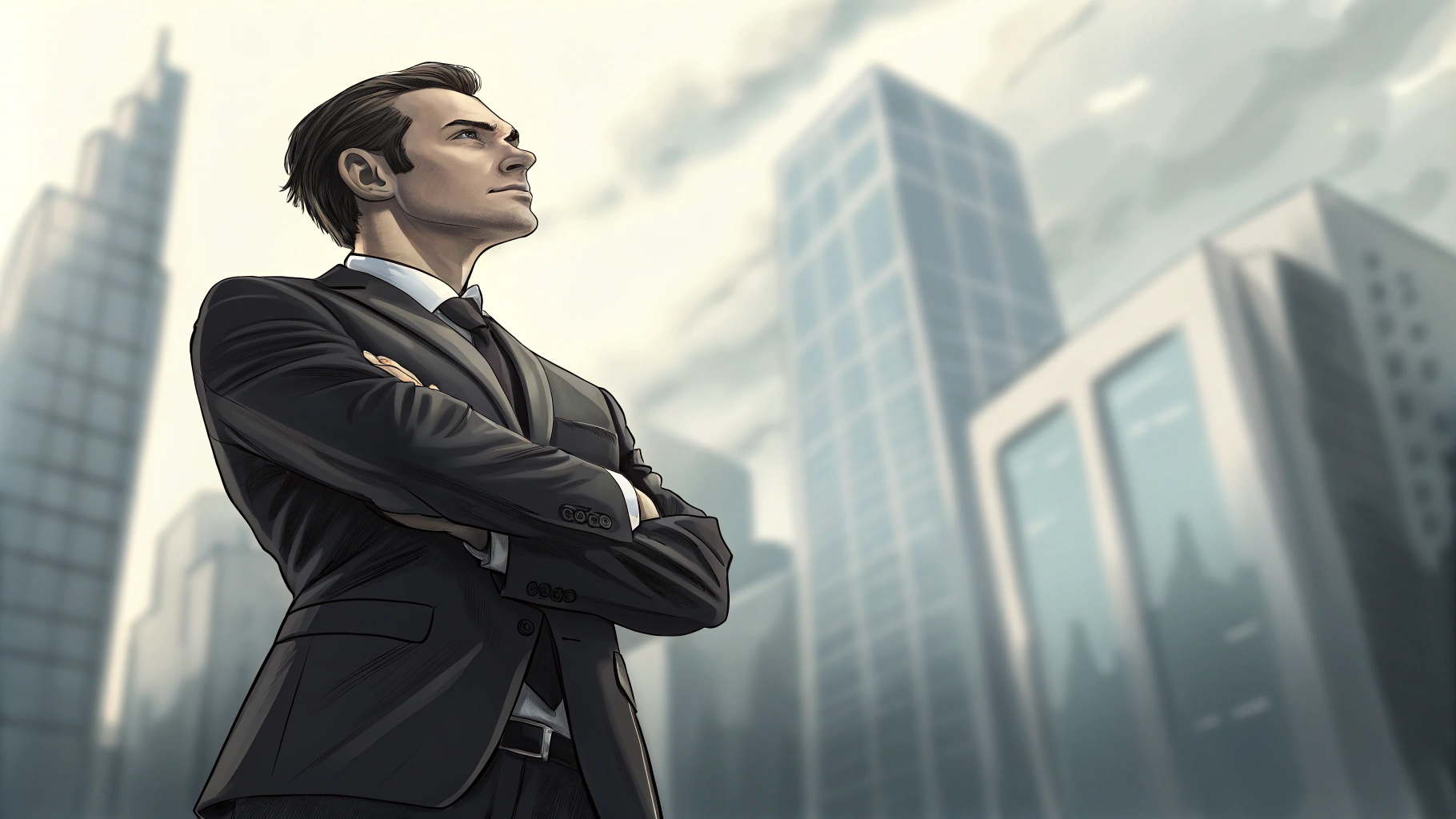 AI generated image by Red Panda AI: A busisnisman in black suit