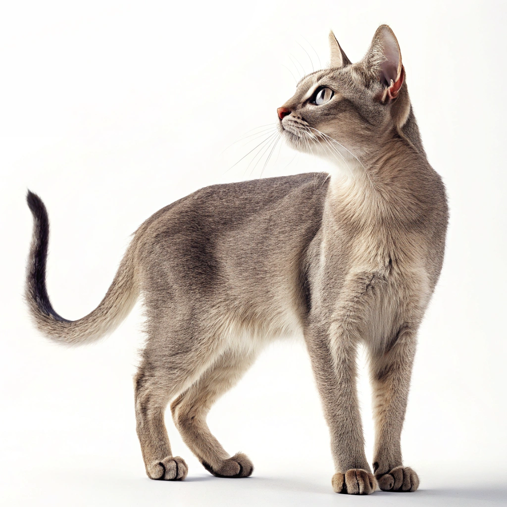 AI generated image by Red Panda AI: "Retrato hiperrealista de un gato visto de perfil, de pie sobre un fondo completamente blanco, sin elementos adicionales. El gato tiene una postura elegante y relajada, con su cuerpo curvado de forma natural y su cola descansando suavemente hacia un

El pelaje es detallado y texturizado, mostrando cada hebra bajo una iluminación uniforme que resalta su suavidad y brillo. Los ojos grandes y expresivos reflejan luz, aportando un toque de vida e inteligencia, mientras las orejas están ligeramente erguidas, capturándote.

El fondo completamente blanco elimina distracciones, destacando los detalles anatómicos del gato, desde la forma de sus patas hasta las almohadillas de sus pies, logrando un equilibrio entre el minimalismo.
