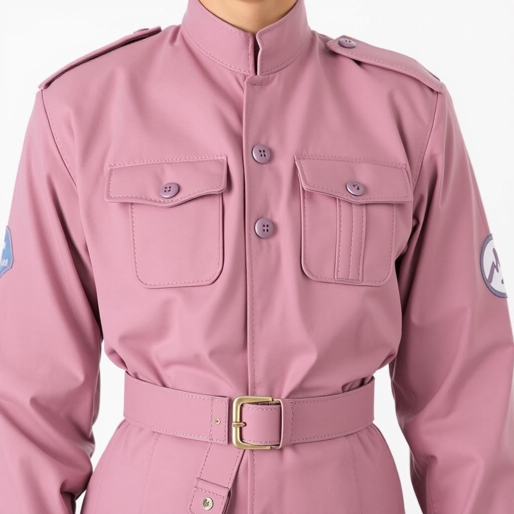 AI generated image by FLUX.1-schnell: UNIFORME MILITAR COLOR MAGENTA
