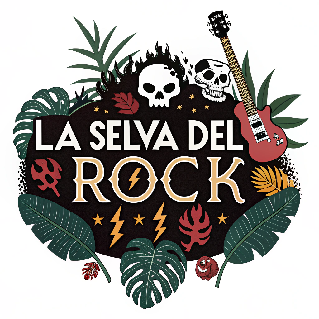 AI generated image by Red Panda AI: “Diseña un logo profesional y llamativo para una marca llamada ‘La Selva del Rock’. El concepto debe fusionar elementos de la selva tropical (hojas, lianas, animales salvajes) con el estilo visual del rock and roll clásico. Incluir guitarras eléctricas, calaveras, fuego o relámpagos, con una tipografía rebelde y fuerte, en colores oscuros como negro, verde oscuro, rojo y tonos metálicos. El estilo debe ser moderno pero con guiños retro, ideal para una banda o plataforma de cultura rock.”
