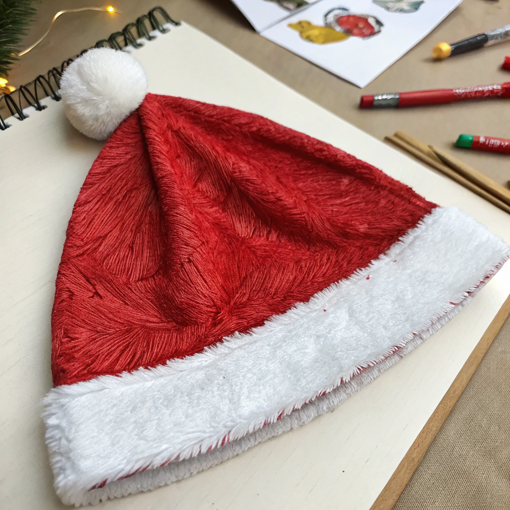 AI generated image by Red Panda AI: Santa Hat in hand drawn style