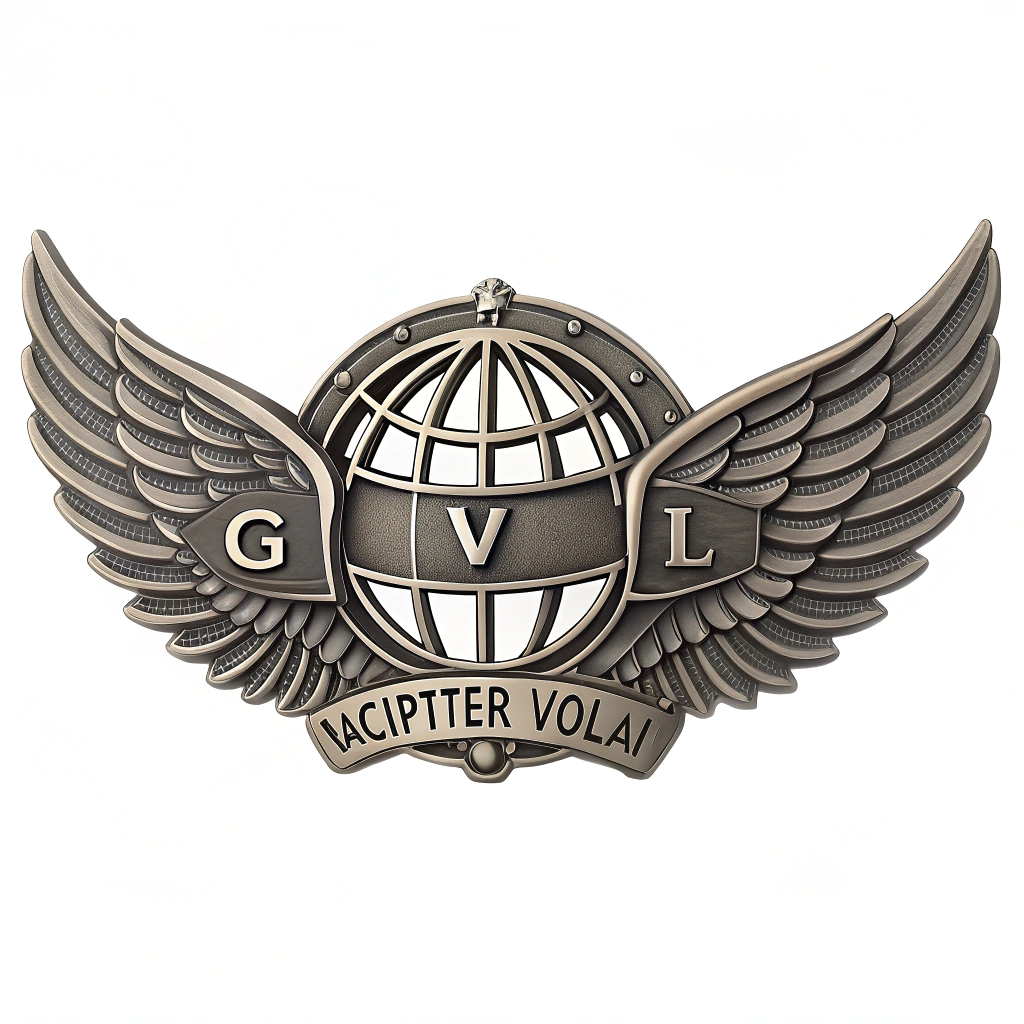 AI generated image by Red Panda AI: Generate a badge intended as a model to be made of metal.
The badge has the wings of a Sparrowhawk, on both sides of a globe, inside the globe there is an anagram with the letters "G", "V" and "L", intertwined forming a single entity. Under the globe there is an insignia that says "ACCIPITER VOLAT"