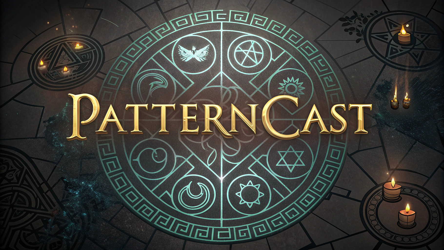 AI generated image by Red Panda AI: the word "PatternCast" is a puzzle, myth, enigma