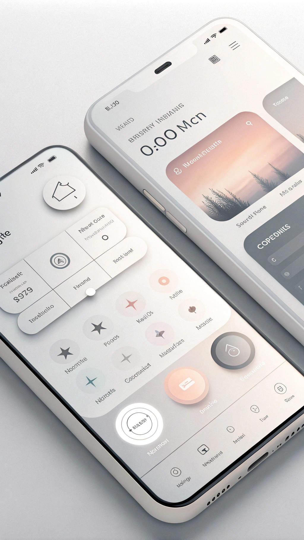 AI generated image by Red Panda AI: A top-down close-up shot of a sleek and minimalist smartphone UI design, featuring a clean interface with a monochromatic palette of soft greys and whites, subtle gradients, and sharp contrasts. The layout emphasizes functionality with a single primary button, elegant typography, and smooth rounded icons. The design integrates a modern aesthetic with a touch of futurism, highlighted by a calm, ambient glow under the screen, creating a refined and user-friendly appearance. Shot with a Nikon Z7 II, 50mm f/1.4 lens, showcasing high clarity and soft lighting to enhance the subtle textures.