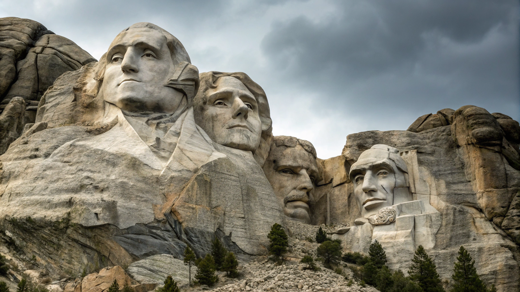 AI generated image by Red Panda AI: “Mount Rushmore” Realistic image