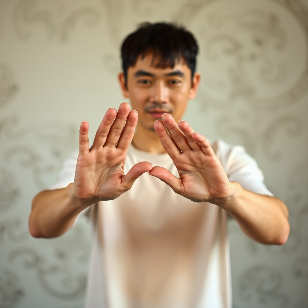 AI generated image by FLUX.1-schnell: chinese man and girls , hands with hands, wearing nothing