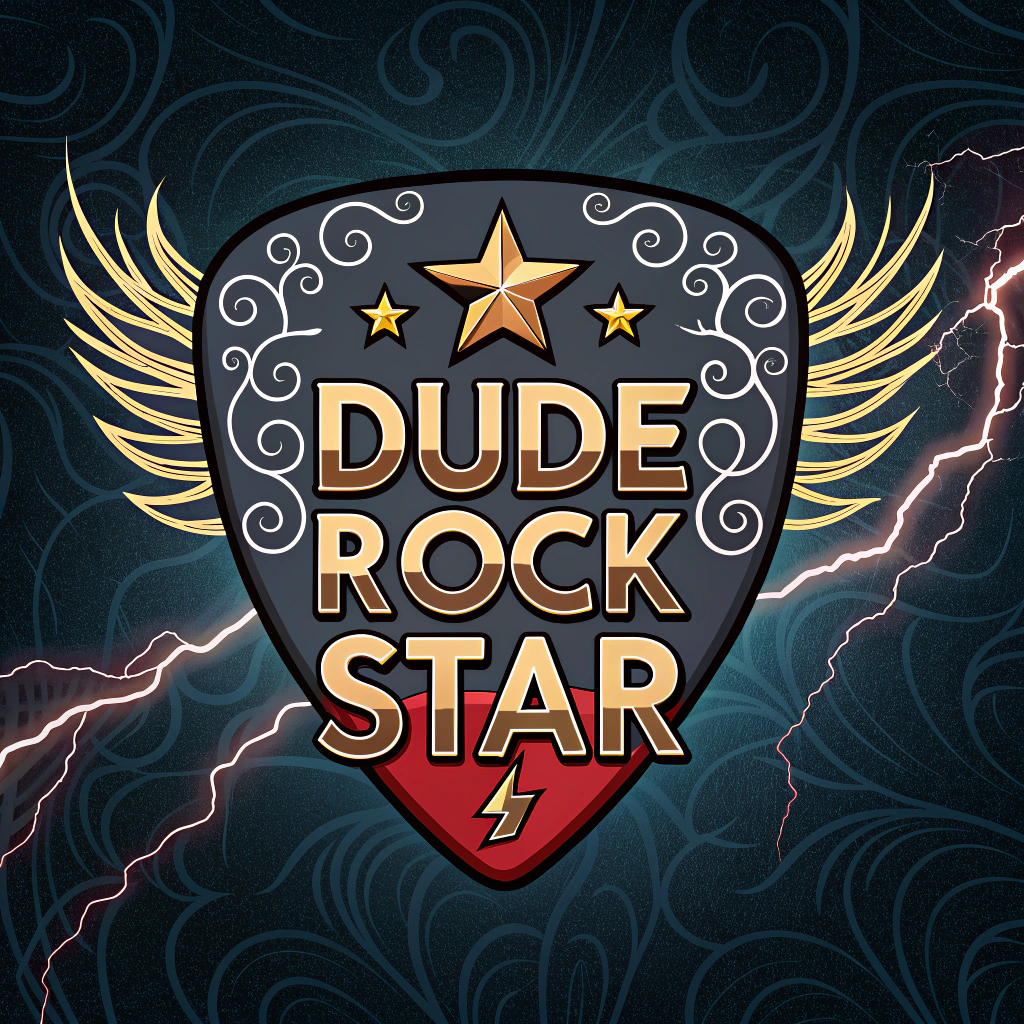 AI generated image by Red Panda AI: logo for the band "Dude Rock Star".  Needs to be rocking, metal, powerful
