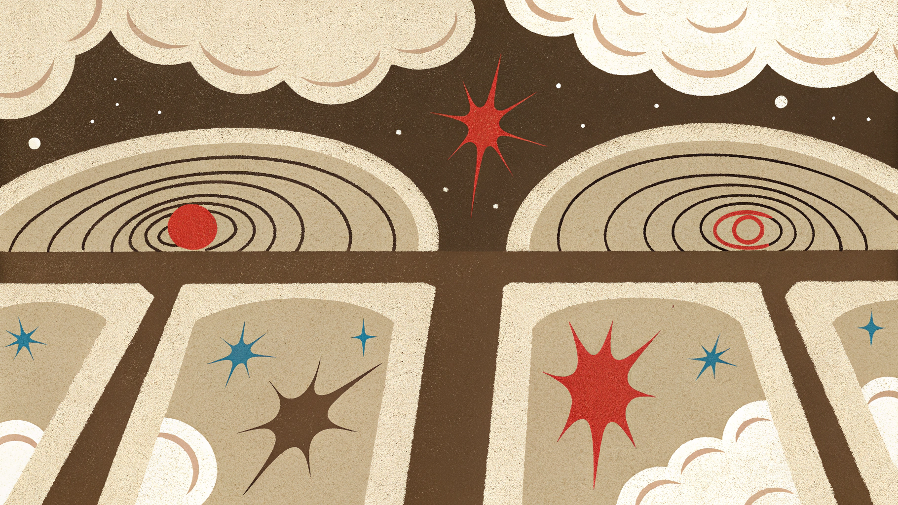 AI generated image by Red Panda AI: Vintage poste 50's style of galaxy 