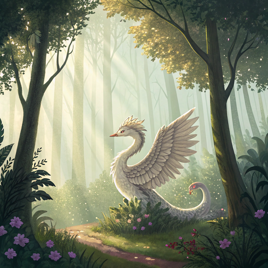 AI generated image by Red Panda AI: Haz un occamy en el medio de un hermoso bosque
