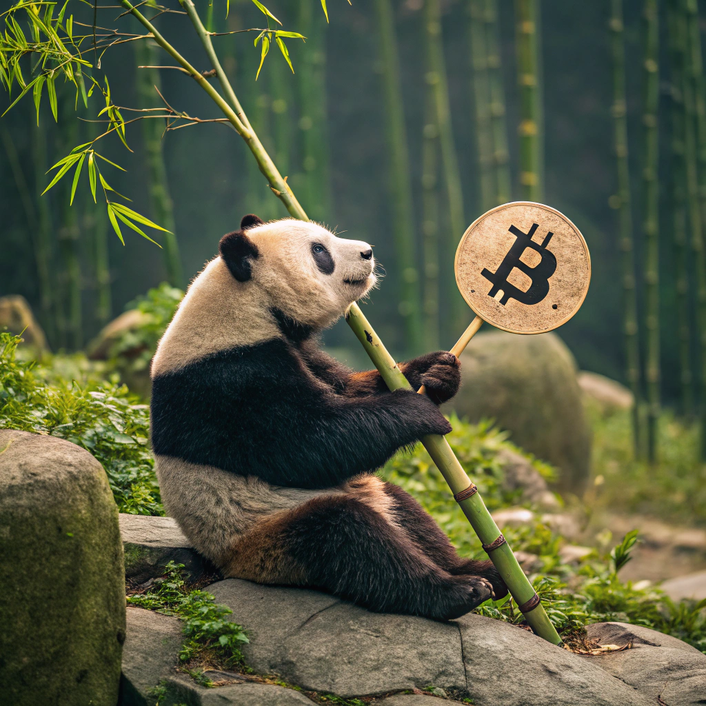 AI generated image by Red Panda AI: Panda with BTC