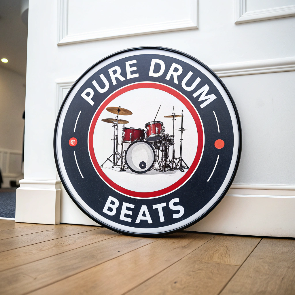 AI generated image by Red Panda AI: Logo circular para  youtube. El nombre del canal es Pure Drum Beats. El canal sube beats de batería. debe uncluir una bateria en el logo
