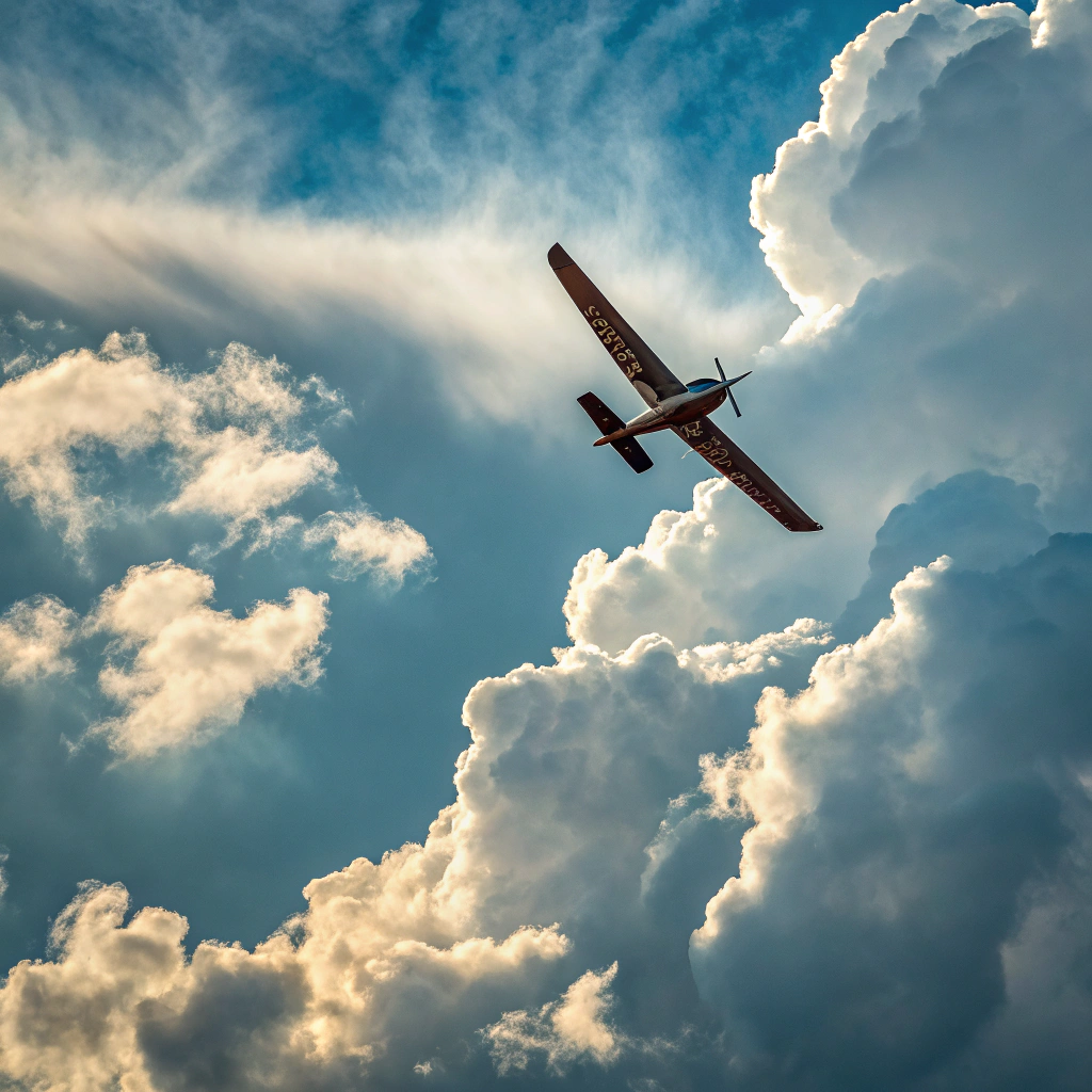 AI generated image by Red Panda AI: una avioneta asesna apor lo cielos