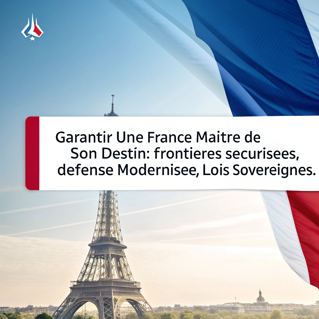AI generated image by Red Panda AI: Garantir une France maître de son destin : frontières sécurisées, défense modernisée, lois souveraines.