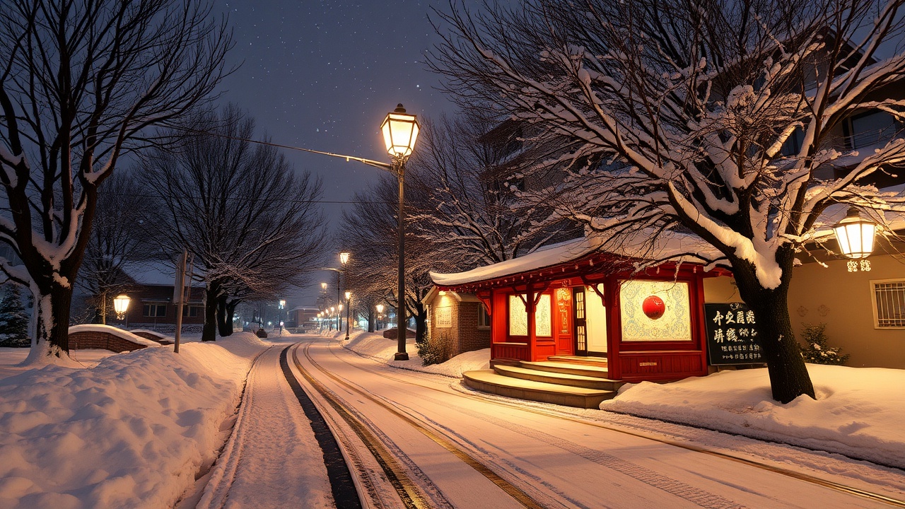 AI generated image by FLUX.1-schnell: 雪地 宁红夜