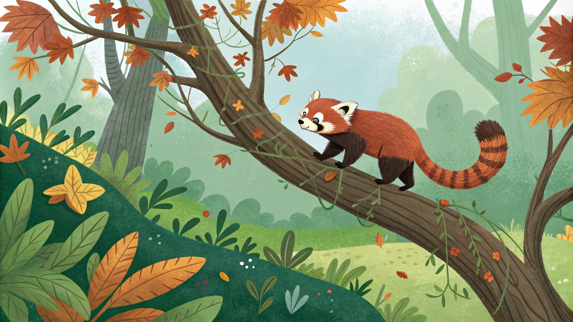 AI generated image by Red Panda AI: Red panda themed desktop background